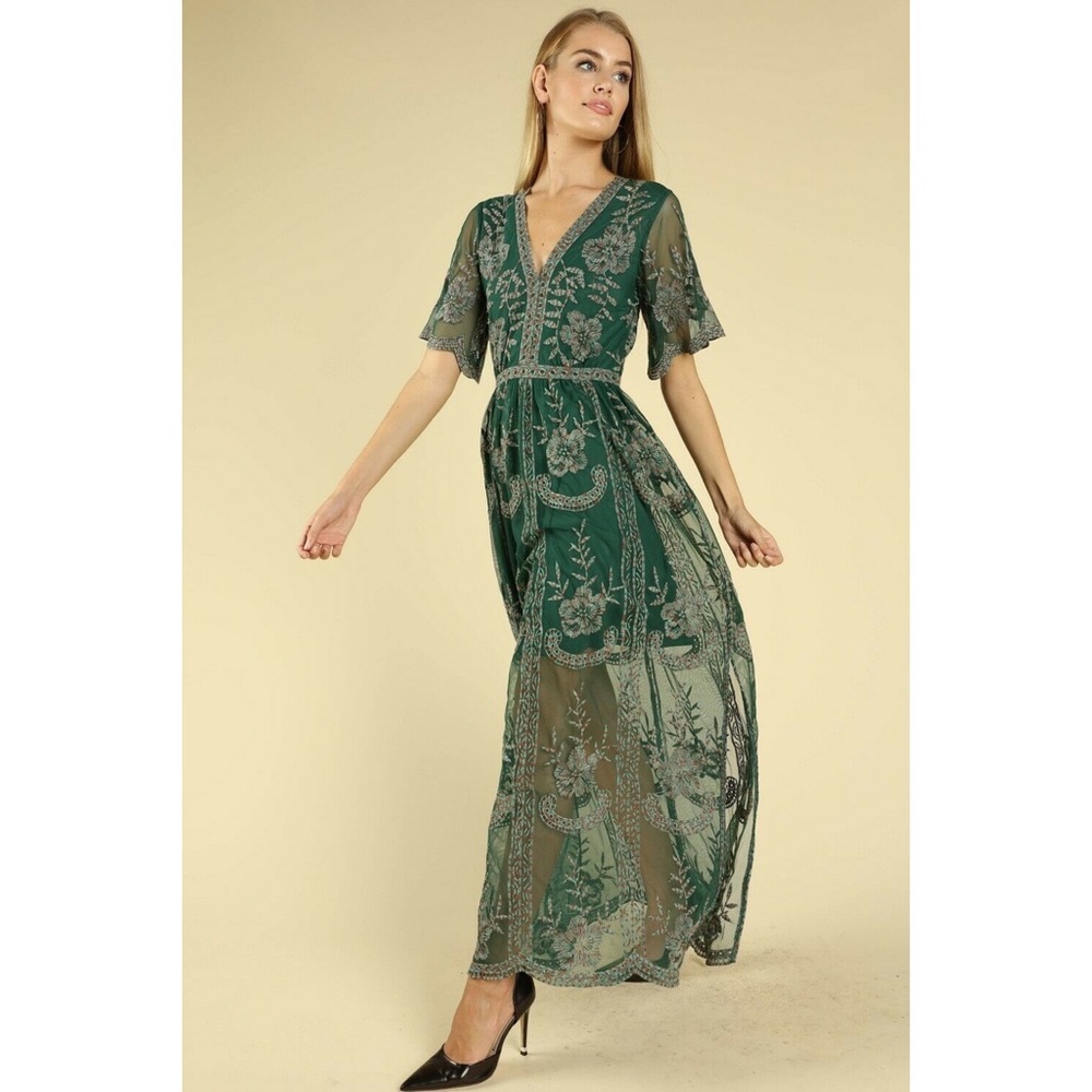 NWT WILD HONEY LACE MAXI DRESS ROMPER